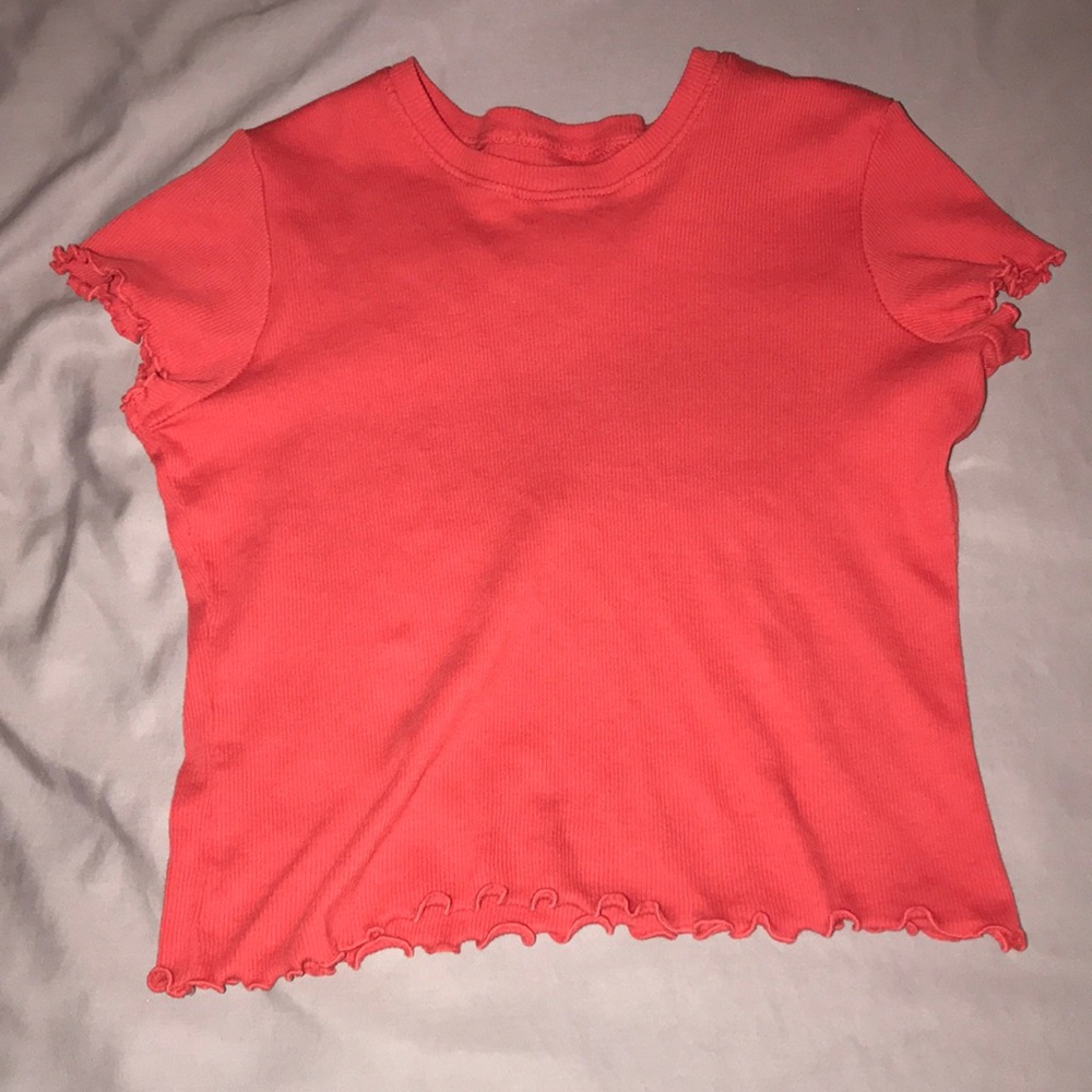 Orange ruffle/slightly ribbed John Galt shirt